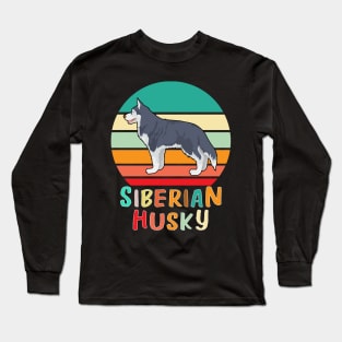 Vintage Retro Siberian Husky Long Sleeve T-Shirt